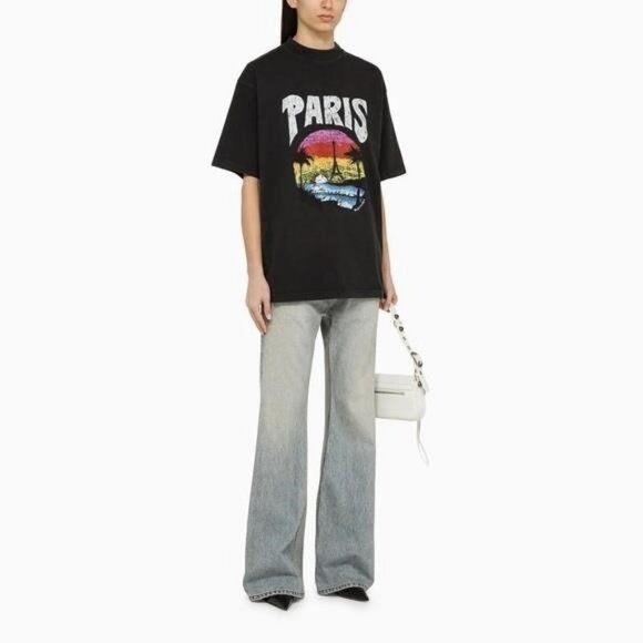 New Authentic BALENCIAGA Paris Sunset Graphic T-Shirt Oversize fit size XS - Picture 4 of 11
